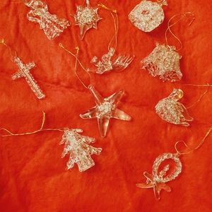 Vintage spun mini Christmas glass ornaments lot of 10